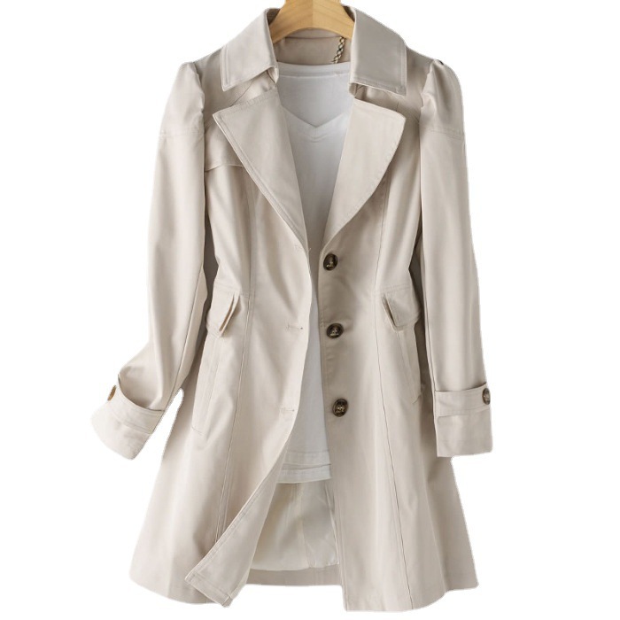 Korean-style 988 Spring and Autumn New Double-breasted Slim-fit Over-the-Knee Mid-length Coat Women's Jacket
