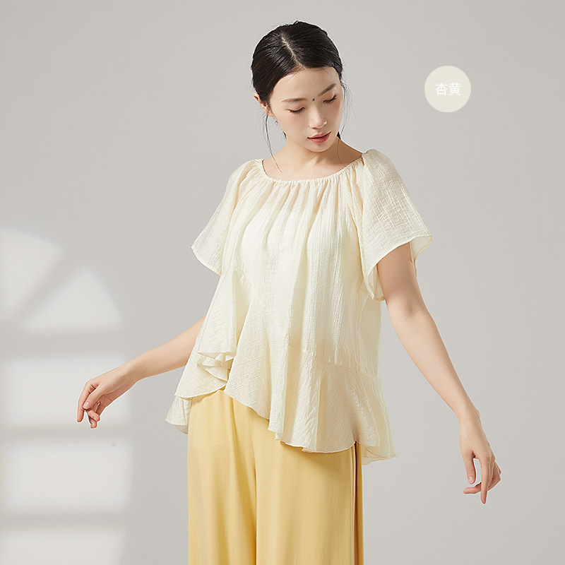 Picture of Classical Dance New Blouse Short-Sleeved Gauze Chinese Dance Modern Dance Practice Dance Clothing Tops for Women