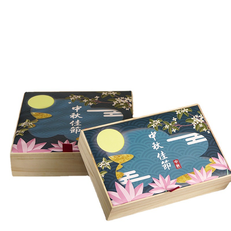 Picture of Mid-Autumn Festival Gift Box Custom Solid Wood Packaging Moon Cake Box Custom Satchel Gift Tea Box Small Batch Souvenir Wood
