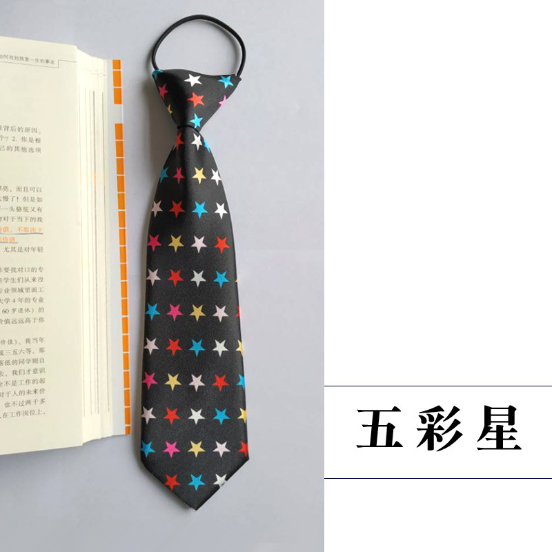 Picture of Children's tie boys Korean baby primary school students solid color striped plaid elastic pullover performance accessories wholesale