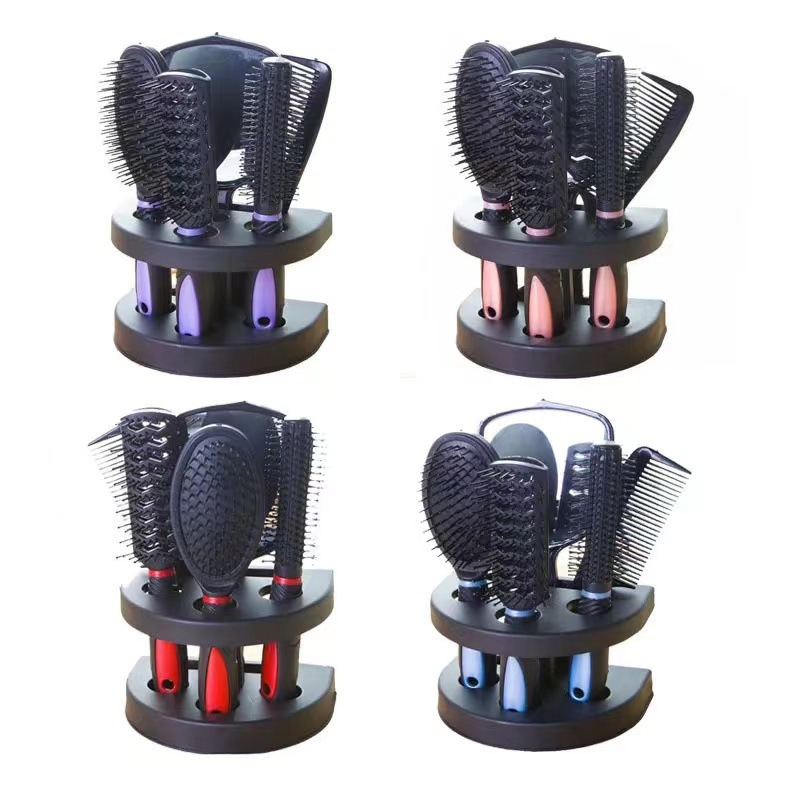 Picture of Cross-Border Supply Mirror Comb 5-Piece Hairdressing Comb with Base Set Massage Scalp Beauty Comb Yiwu Supply