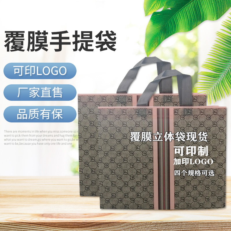Laminated Non-woven Handbag LOGO Garment Packaging Bag Spot Non-woven Stereo Bag