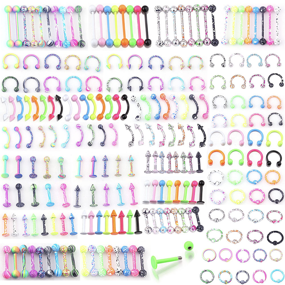 10 Multi-Color Stainless Steel Painted Nose Rings, Eyebrow Nails, C-Shaped Ear Bone Nails, Cbr Rings, European and American Lip Nail Piercing Jewelry