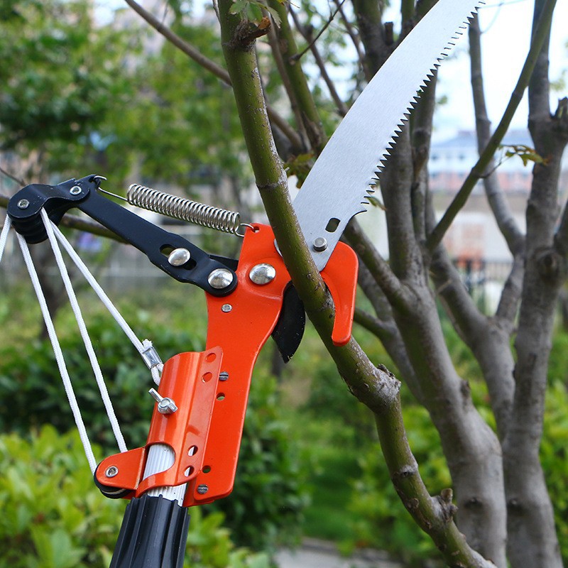Hardware garden tools red iron warehouse band saw rope high branch shear three pulleys high-altitude pruning saw fruit tree high branch saw