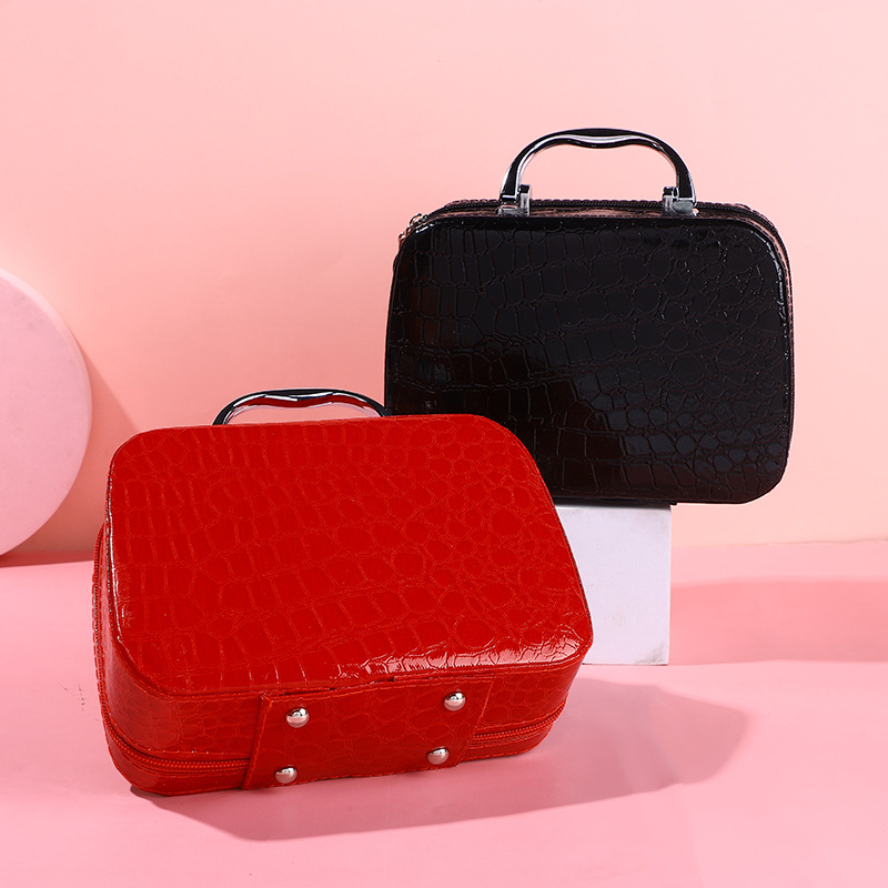 Picture of Manufacturer's New Stone Pattern Cosmetic Case Large Capacity Portable Cosmetic Women's Bag Korean Version with Mirror Storage Small Cosmetic Case