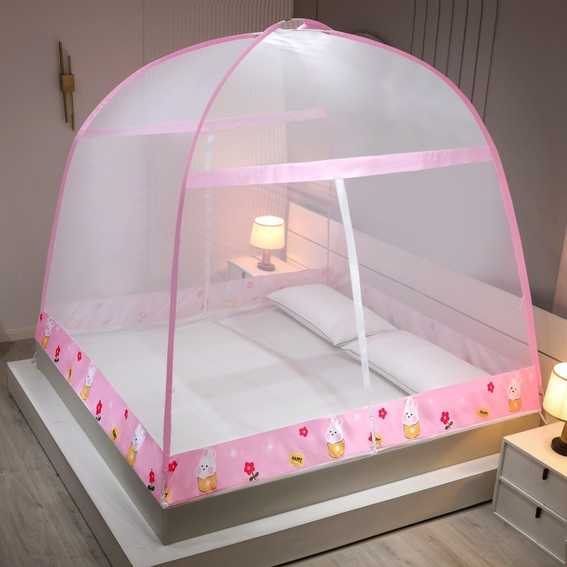 Picture of Summer Mongolian Yurt Mosquito Net Installation Free Household Children's Tattoo Net Wholesale Double Door Zipper Folding Dormitory Text Net