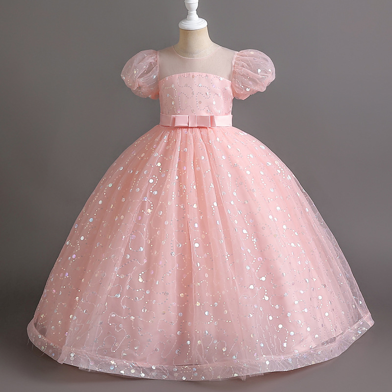 Picture of New European and American children's dress bubble sleeve princess dress girl's wedding dress pettiskirt flower girl's piano performance dress