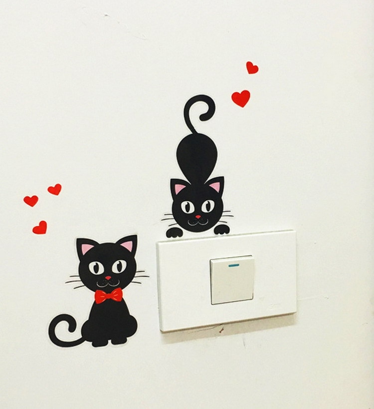 Picture of K Series Switch Stickers Wall Stickers Creative Kitten Laptop Living Room Bedroom Wall Random Stickers