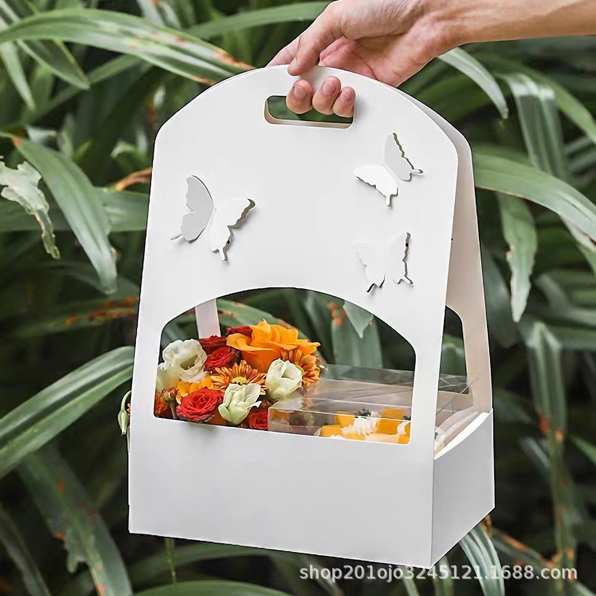 Bouquet packing box portable cake flower box flower cake flower box cake box paper folding flower box in stock wholesale