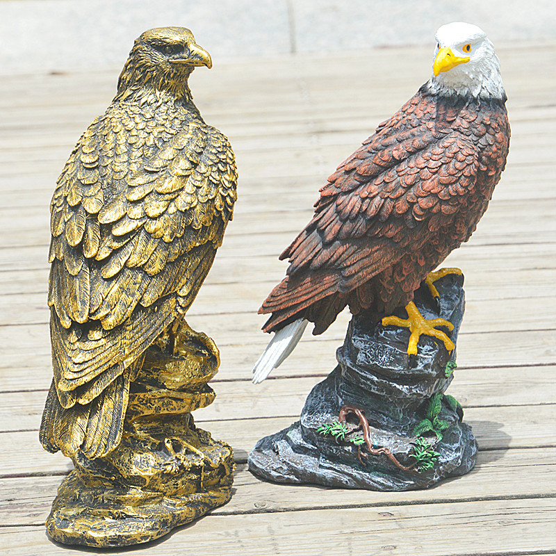 Picture of Cross-border Supply Simulation Eagle Ornaments Imitation Copper Eagle Decorations Animal Model Household Resin Craft Gifts