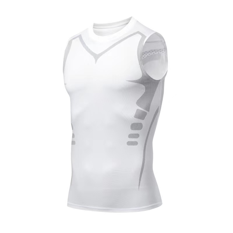 Picture of Amazon quick-drying vest men's tight stretch solid color sports workout clothes training basketball fitness running vest