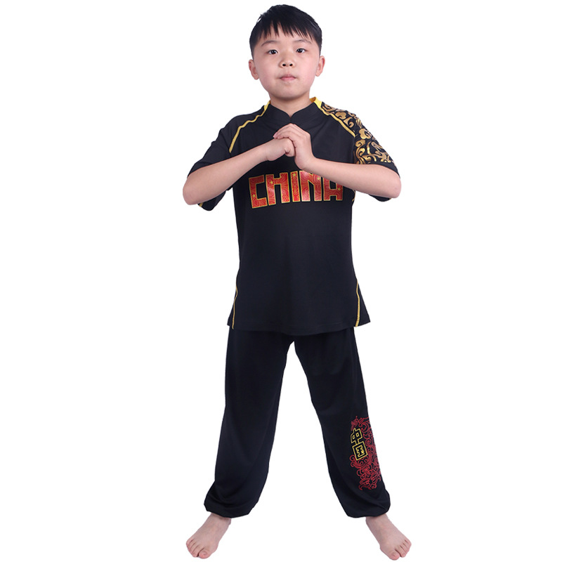 Picture of New Autumn and Winter Long Short-sleeved Crewneck High-elastic Sweat-wicking Chinese Red Martial Arts Suit Training and Competition Suit Logo Printing and Embroidery