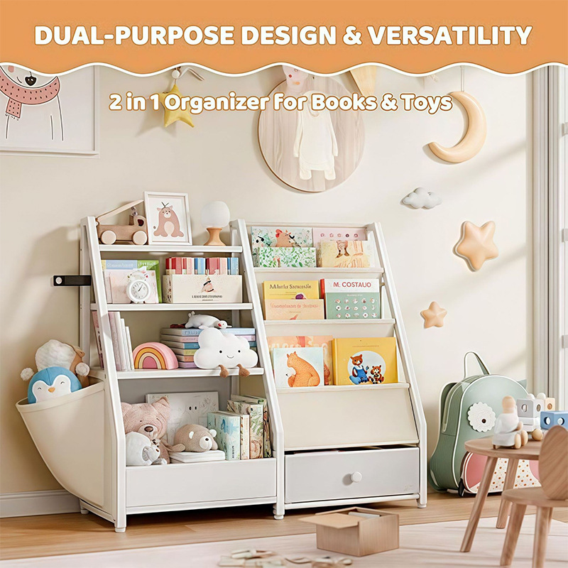 Children's Bookshelf Floor-Standing Storage Rack Book Cabinet Household Baby's Picture Book Iron Living Room Multi-Layer Toy Storage Storage