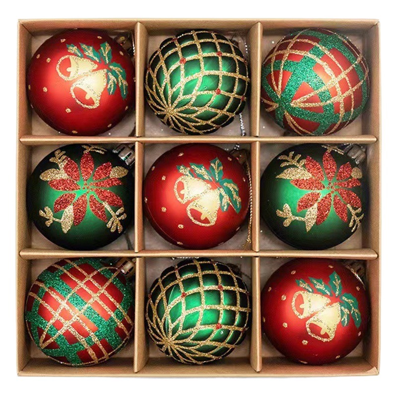 Cross-border spot Christmas decoration 6cm electroplated plastic ball shaped painted Christmas ball gift Christmas tree pendant