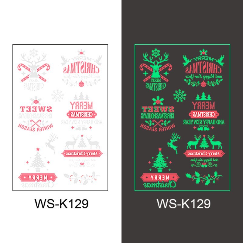 Picture of New Christmas Luminous Tattoo Sticker Children's Cartoon Snowflake Face Decoration Gift Waterproof Sweat Luminous Sticker