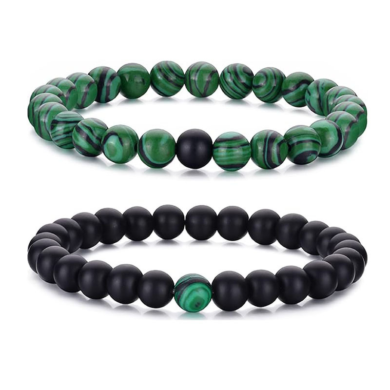 Picture of European and American Cross-Border New 8mm Natural Stone Tiger Eye Peacock Turquoise Elastic Beaded Bracelet for Men and Women Friendship Gifts