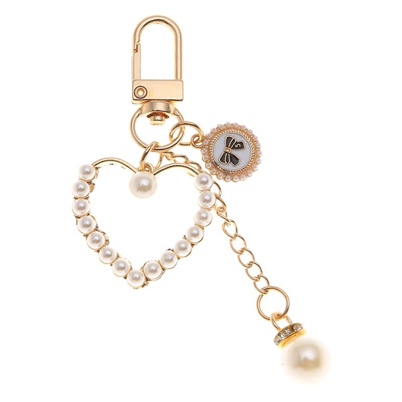 ins Girl Heart Pearl Love Keychain Phone Chain Headset airpods Pendant Princess Bag Hanging Ornaments Wholesale