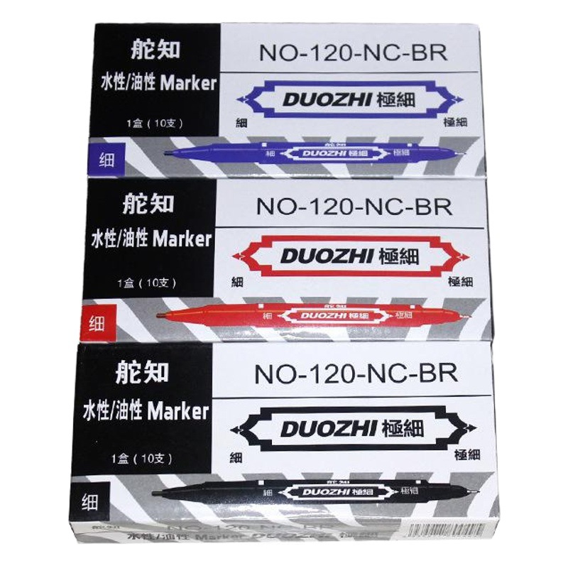 Dual-Tip Liner Pen English Packaging Cross-Border Quick-Dry Art Fine Dual-Tip Label Oil-Based Waterproof Small Marker Pen