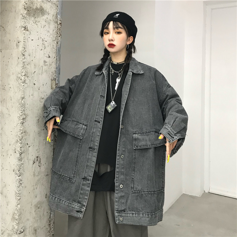 Denim Coat Women's Spring and Autumn Korean Style Ins Vintage Washed Casual Top Loose All-match BF Tooling Jacket