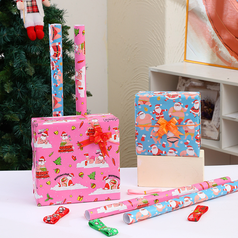 Amazon Christmas Gift Wrapping Paper Funny Santa Claus Gift Wrapping Paper Manufacturer Spot Wholesale