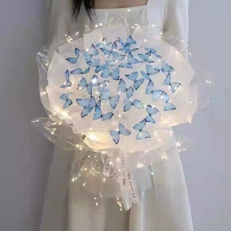 Simulated Butterfly Bouquet DIY Handmade Material Package Full Set of Homemade Bestie Birthday Gift Girls Homemade DIY Hand Holding