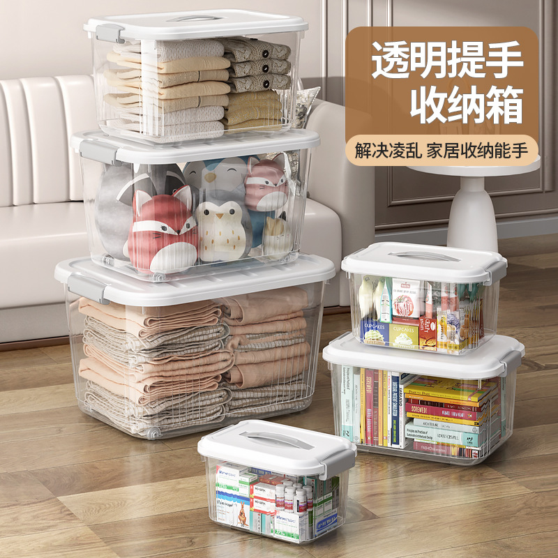 Picture of Transparent Storage Box Plastic Box with Lid Satchel Storage Box Large and Small Clothing Storage Box Organizer Box with Lid
