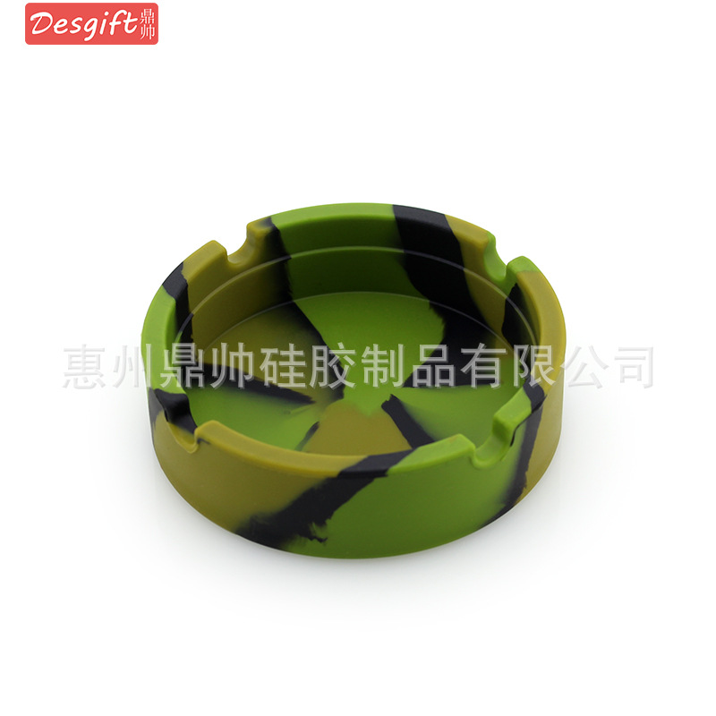Picture of New silicone round ashtray camouflage mixed color psychedelic ashtray ashtray ashtray Cup printing logo ashtray