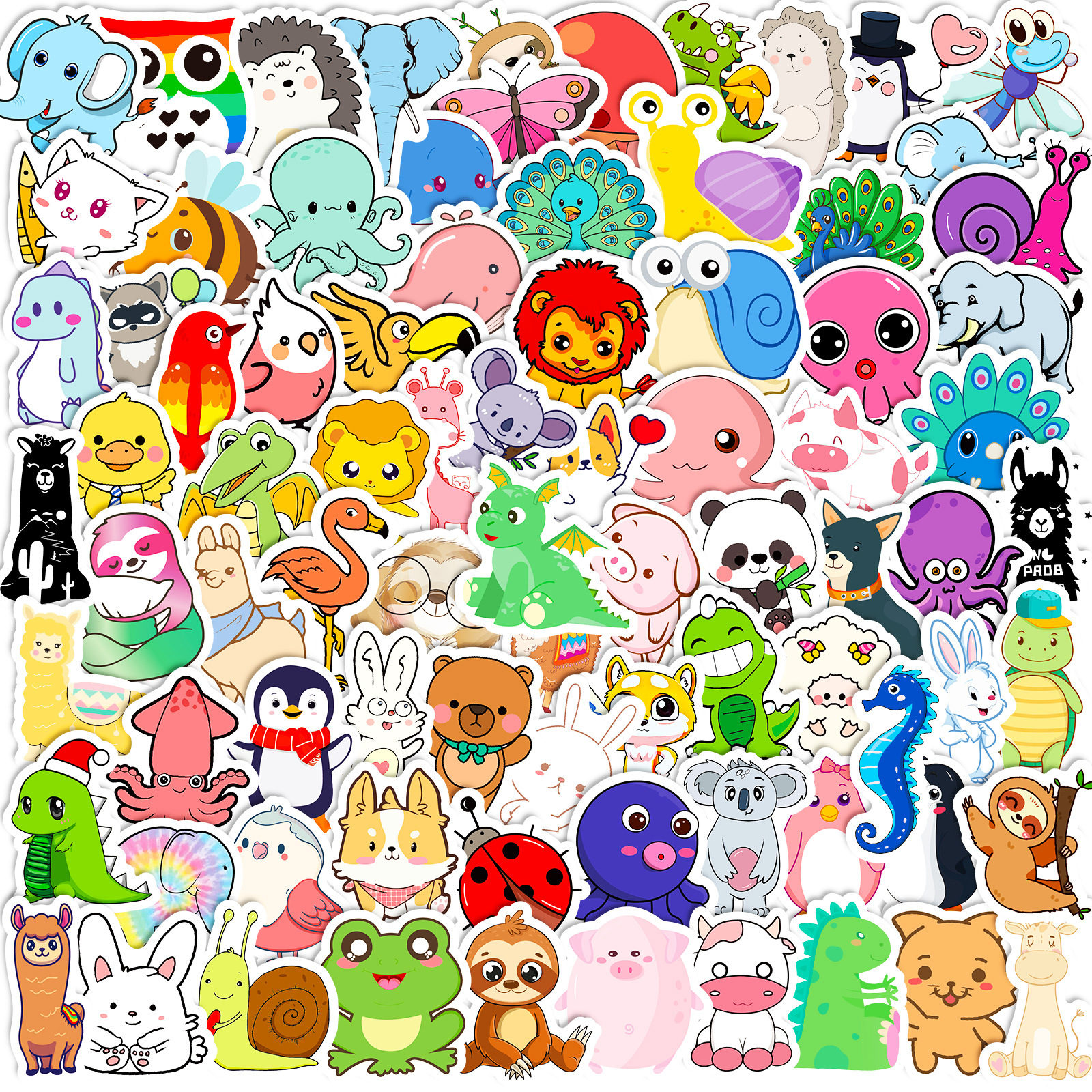 100 small size 4cm alpaca small animal stickers forest small animal collection mix and match children's identification stickers