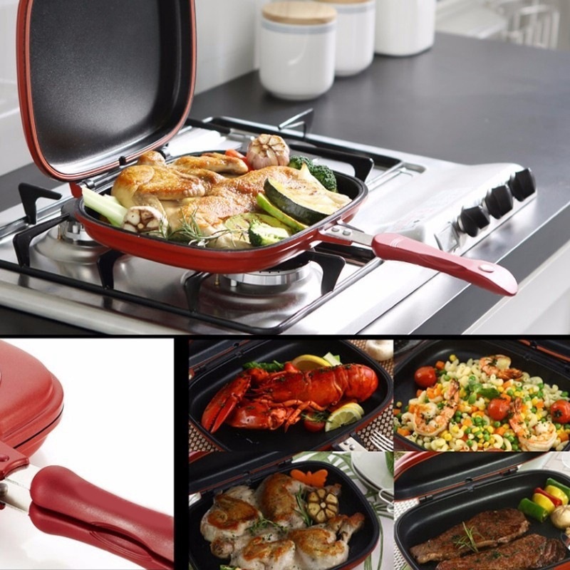 Picture of Spot supply Korean double-sided square roasting pan square non-stick pan roasting pan steak frying pan