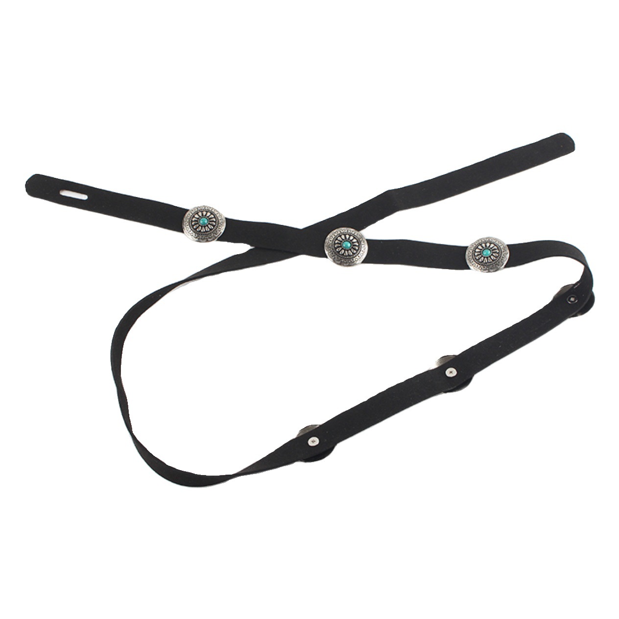 New Ins Simple Metal Round Buckle Belt Vintage Leather Decorative dress Shirt Sweater Knot Thin Belt