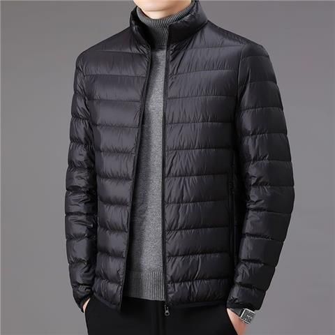 Picture of Handle Autumn and Winter Light Down Cotton-padded Jacket Men's Short Vertical Collar Hooded Middle-aged and Elderly Light Thin Broken Coat