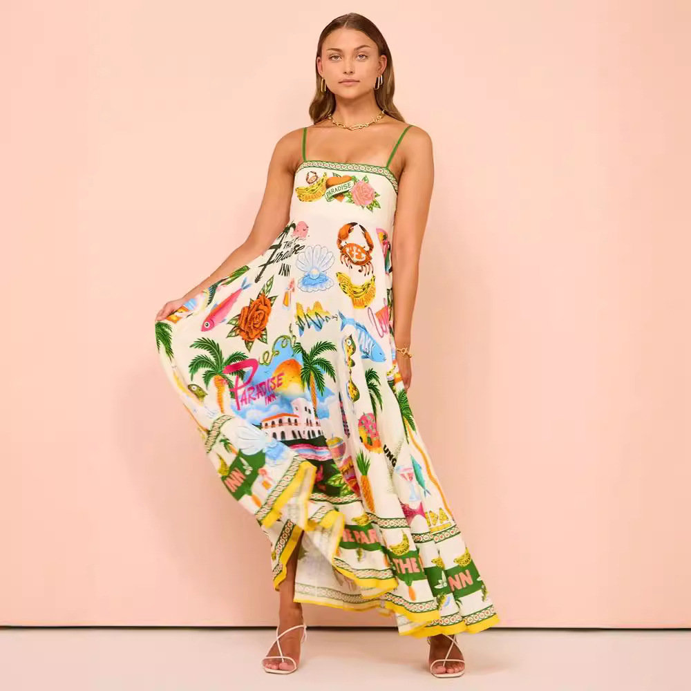 Foreign trade African Cross-border Mature Women's Sexy Slip Skirt Ethnic Elegant Cotton and Linen Printed Large Skirt