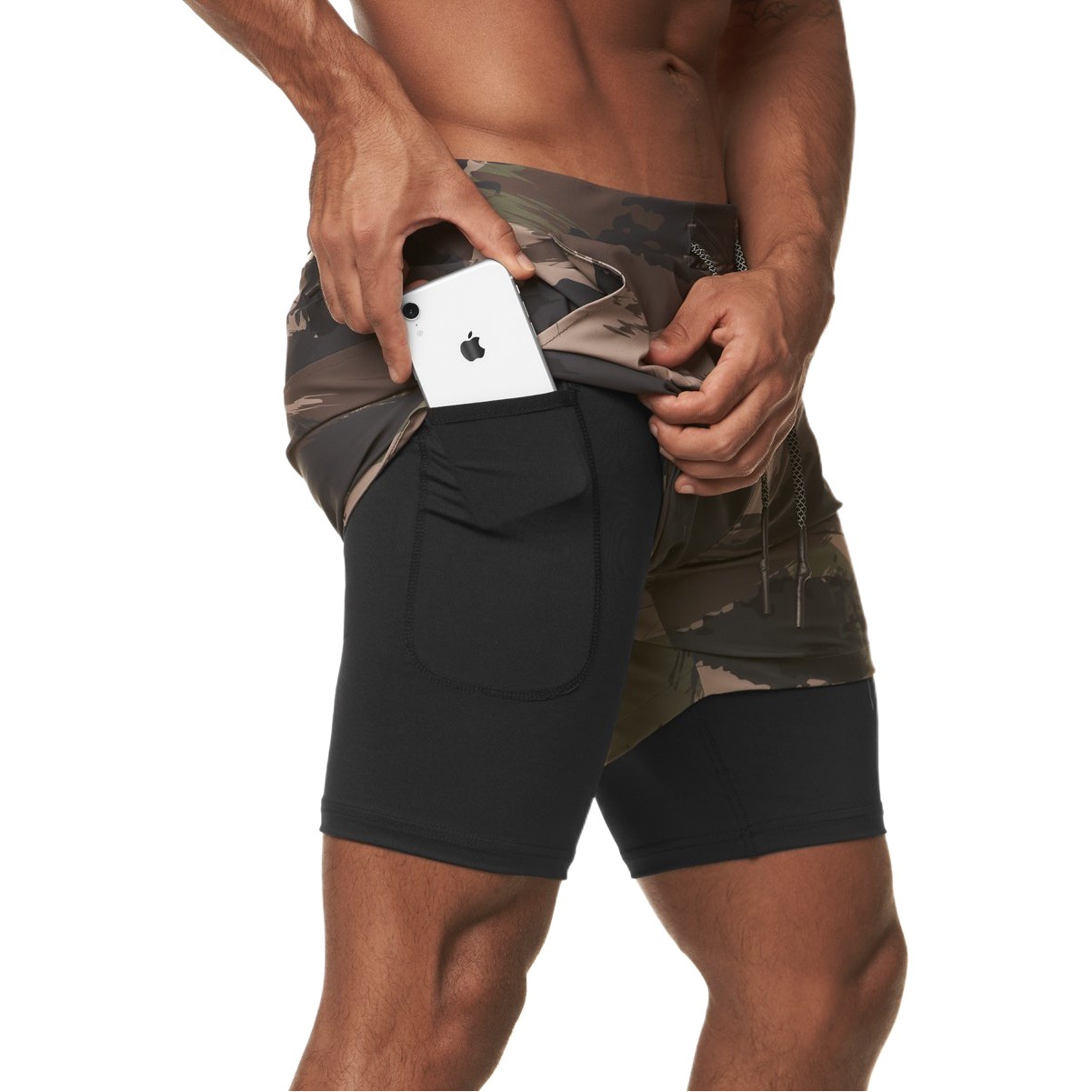 Cross-border muscle fitness sports shorts men's sports training loose breathable double-layer pants pants a generation of hair