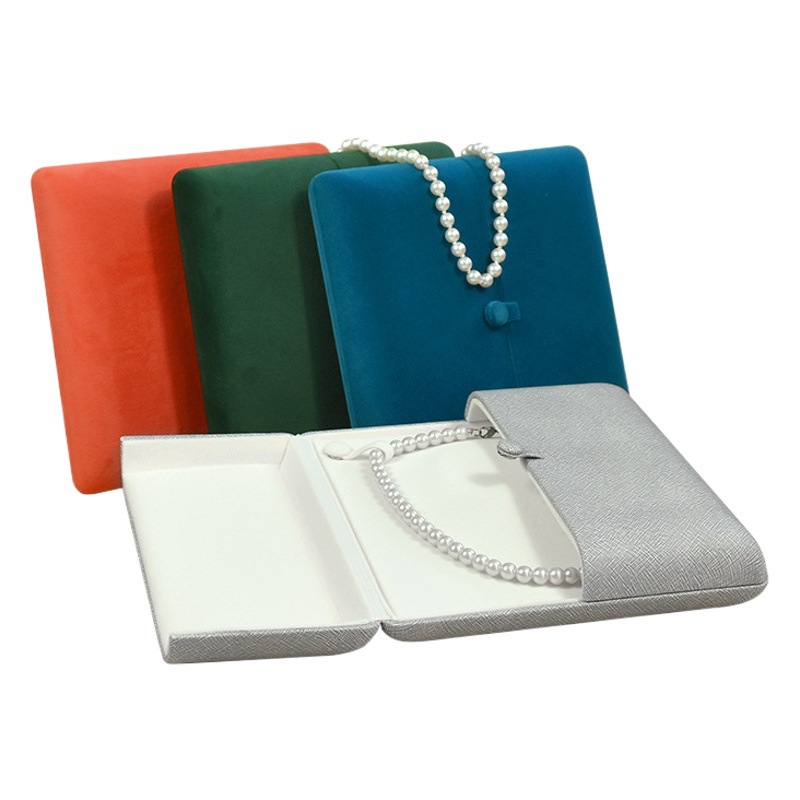 New Pearl Set Chain Box Heart-shaped Pearl Necklace Box Double Opening Snap Button Jewelry Box Mother's Day Gift Box