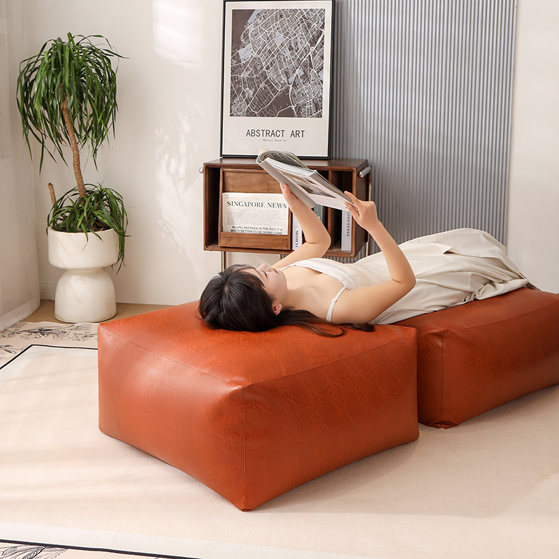Storage Stool PU Leather Futon Home Floor Bedroom Tatami Old Clothes Bag Lazy Shoe Changing Stool American Style Season Changing