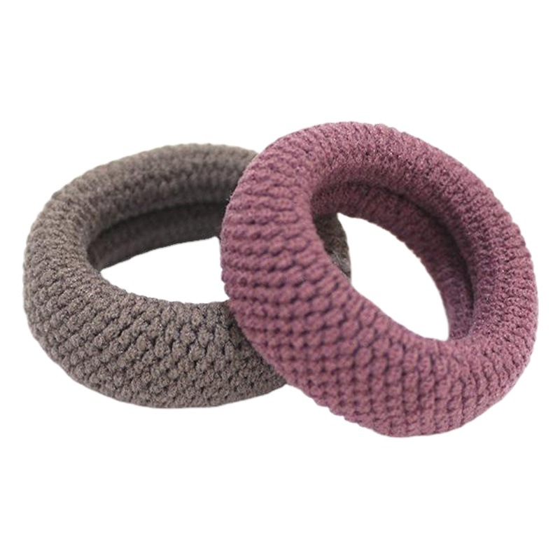 Black Thick High Elastic Hair Ring Women's Simple All-match Hair Rope Coil Hair Ball Head Leather Jacket Headwear Hair Rope Rubber Tendon Women