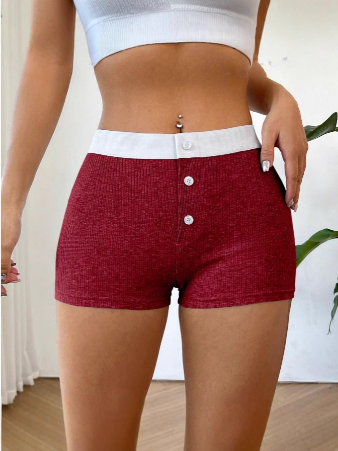European and American 2025 Amazon Spice Girls Shorts Three-Button Elastic Slim-Fit Hot Pants Hip Contrast Stitching Casual Shorts
