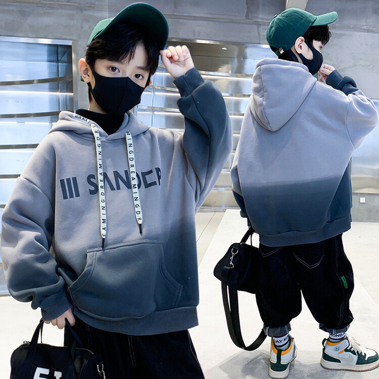 Boys' Spring and Autumn Hooded Sweatshirt Large Children's 2023 New Boys Autumn Children's Autumn Clothes Fried Street Trendy Brand