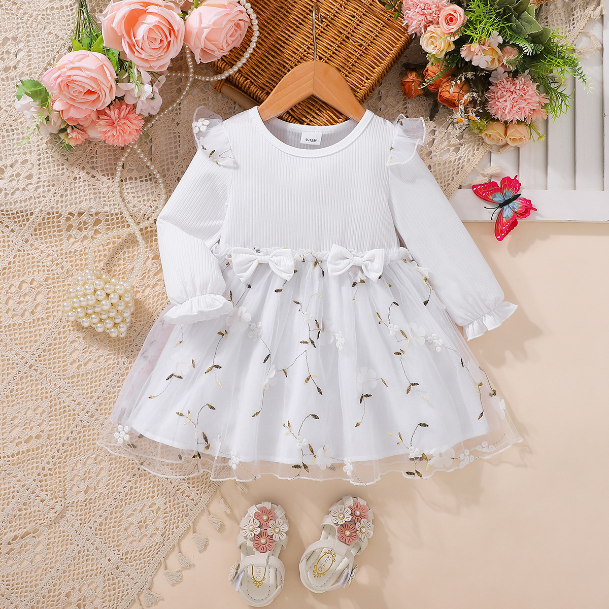 Picture of Children's clothing spring and autumn new European and American children's clothing mesh baby baby girl long sleeve dress children's skirt