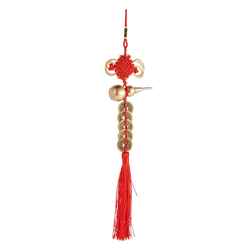 Brass Wudiqian door-to-door Chinese knot pendant copper gourd can be installed cinnabar send hook pendant manufacturers wholesale