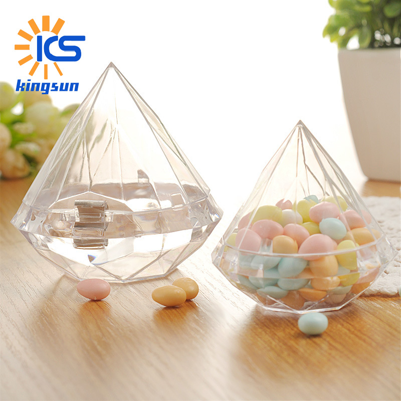 New diamond shape candy box thickened PS material plastic box creative wedding decoration candy box wholesale