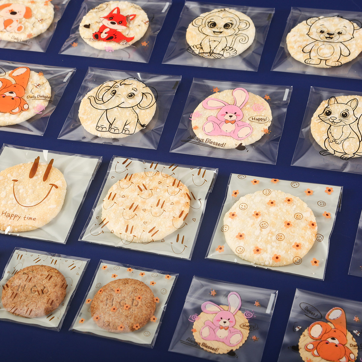 Cartoon Plastic Food Self-Adhesive Bag Snowflake Nougat Frosted Bag Manufacturer Wholesale Baking Biscuit Packaging Bag