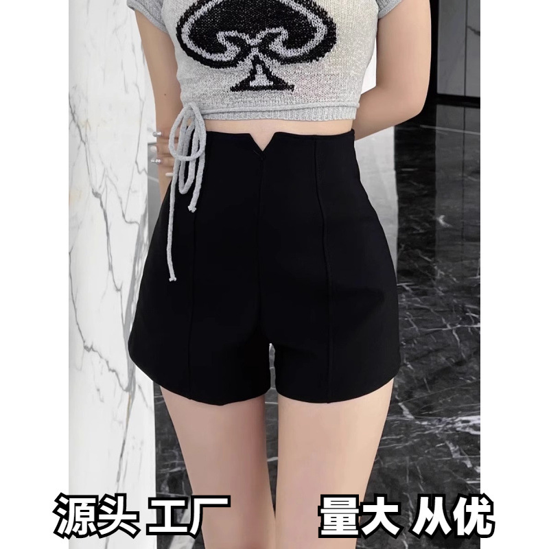 Summer Korean-style Stretch A- line Wide-leg Shorts Women's Spice Girls Slim-fit Outer-wear Hot Pants High Waist Casual Pants 2024 New Style