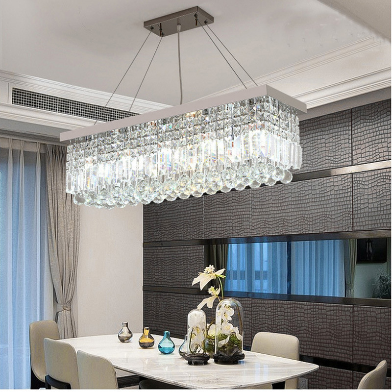 Picture of Cross-Border Crystal Restaurant Chandelier Chandelier Chandelier Rectangular Bar Table Home Zhongshan Lighting Factory Original Light Luxury