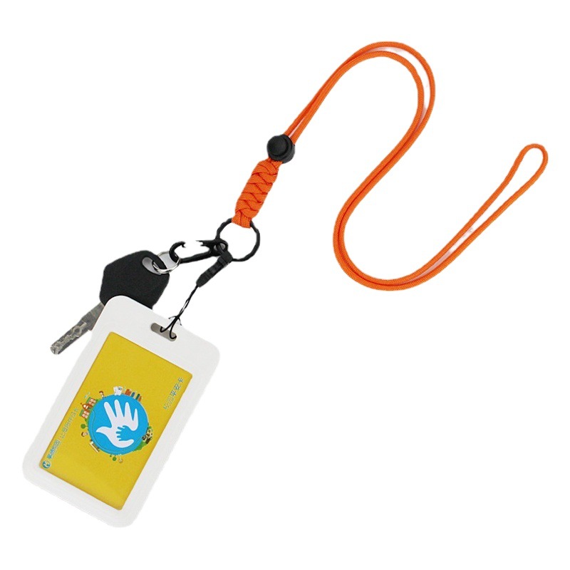 Cross-border new multi-functional badge key chain lanyard creative hand-woven umbrella rope school card tracker neck rope