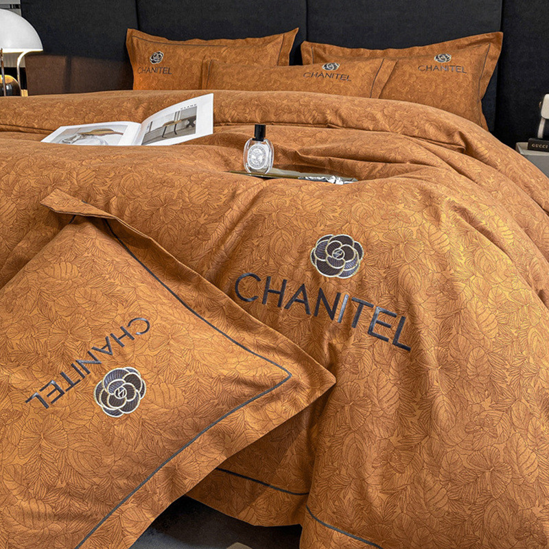 Picture of Light luxury embroidery thickened brushed bedding four-piece quilt cover quilt cover bed sheet three-piece fitted sheet factory wholesale