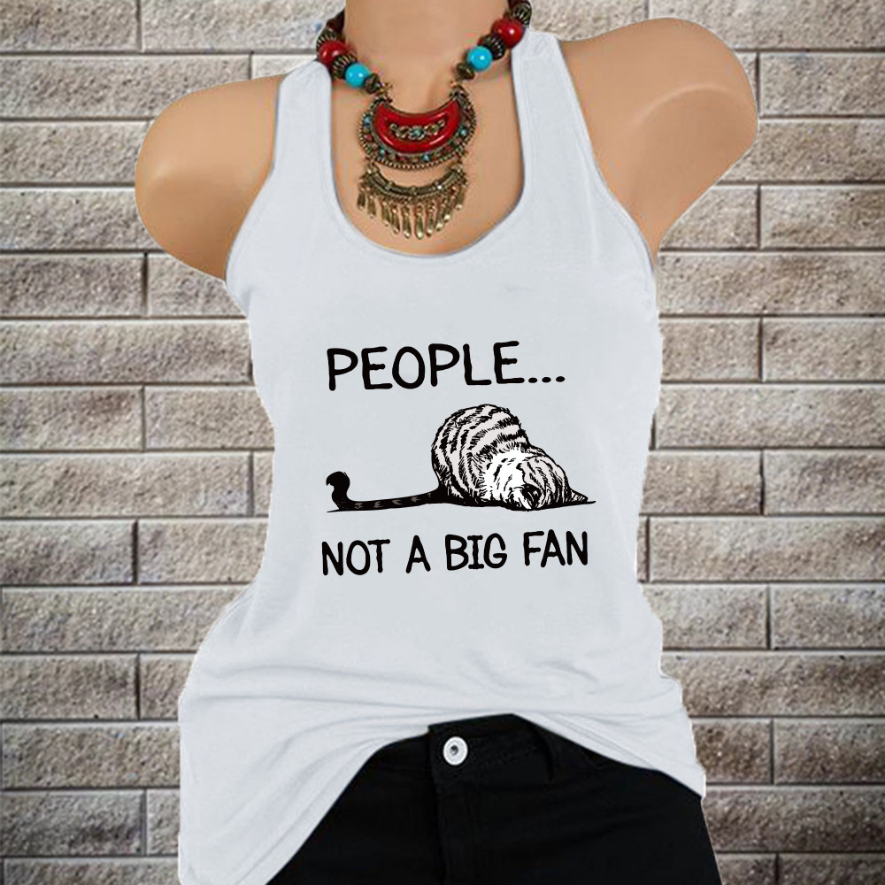 2020 cross-border new ladies PEOPLE... NOT A BIG FAN letter printed loose vest