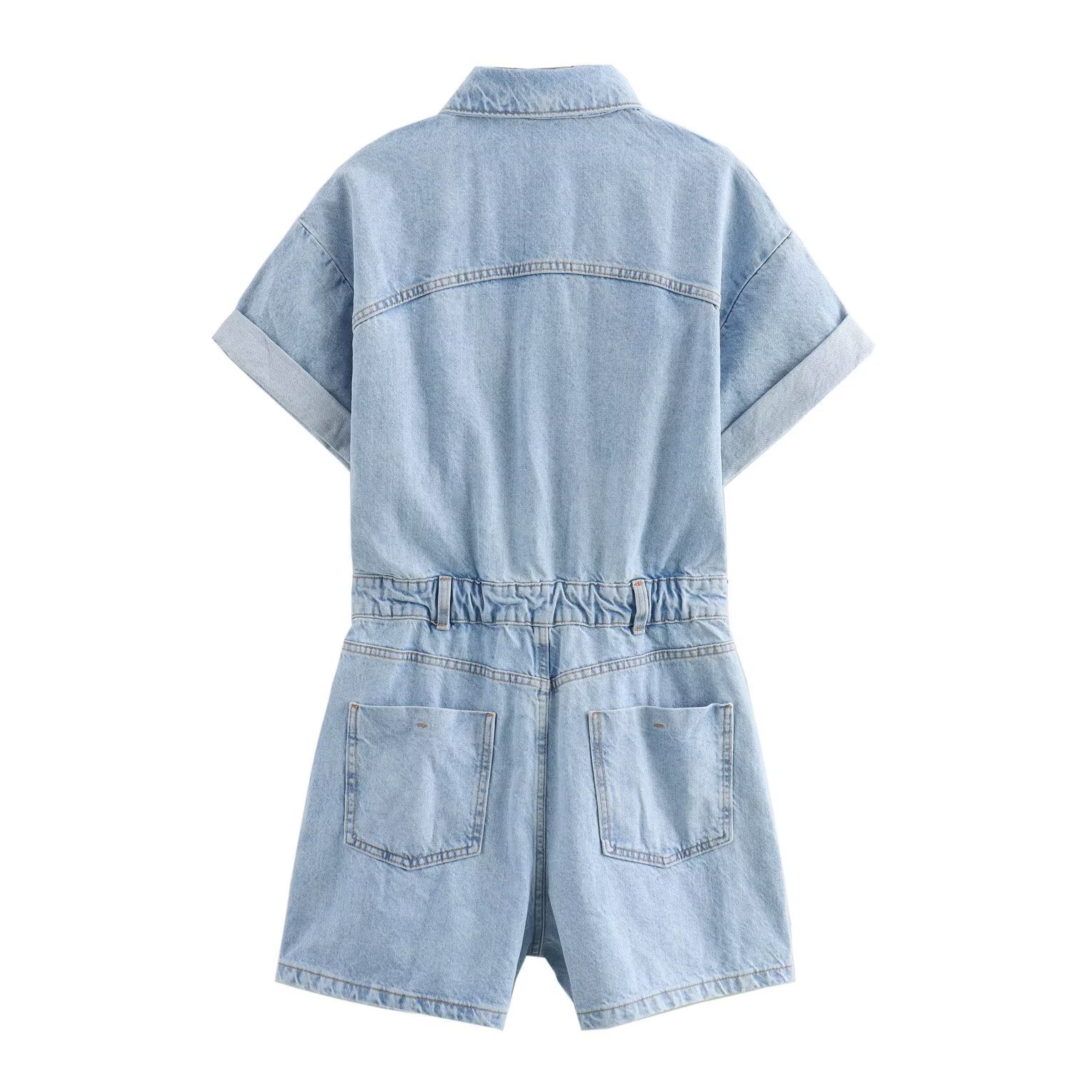 Picture of 2024 Summer New European and American Cross-border Women's Polo Collar Fashion Casual Short Denim Waisted Short-sleeved Panties