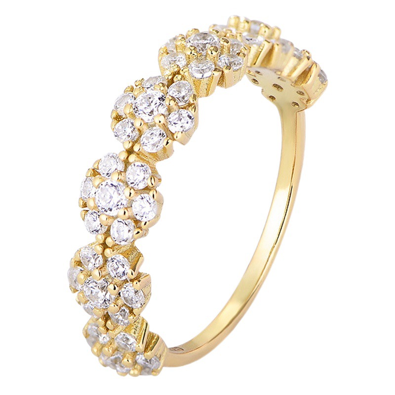 Cross-Border Jewelry Niche Design Personalized Creative Zircon Sterling Silver Ring Women's European and American Ins Cold Style Ring Bracelet