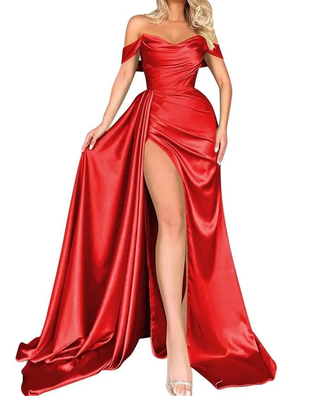 Picture of Bridesmaid Dress Floor-Length Evening Gown Slit Floor-Length Bridesmaid Evening Dress
